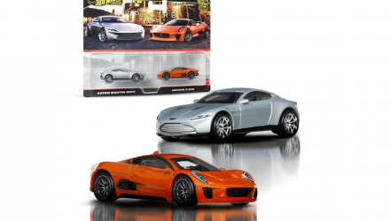 Машинка Premium 2шт Hot Wheels Aston Martin DB10 / Jaguar C-X75 Spectre 007 2-Packs 1:64 JBL04 Silver - Retromagaz, image 1