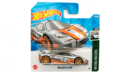 Машинка Базовая Hot Wheels McLaren F1 GTR Retro Racers 1:64 HCX86 Silver - Retromagaz, image 1