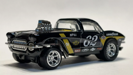 Машинка Базова Hot Wheels '62 Corvette Gasser Super Treasure Hunt STH Reverse Rake 1:64 JBC43 Black - Retromagaz, image 1