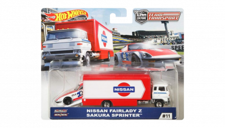 Машинка Premium Hot Wheels 2шт Nissan Fairlady Z и Транспортер Sakura Sprinter Team Transport 1:64 FYT14 White - Retromagaz, image 1