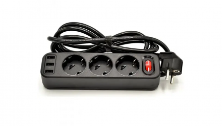 Сетевой фильтр Hoco NS2 3-position Extension Cord Socket Black 4000 W - Retromagaz, image 2