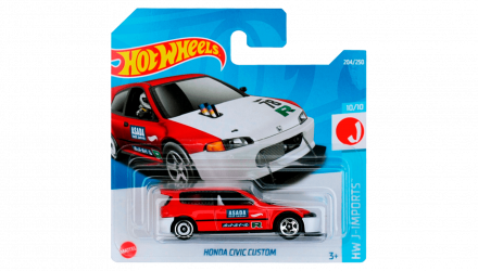 Машинка Базовая Hot Wheels Honda Civic Custom J-Imports 1:64 HCX78 Red - Retromagaz, image 1