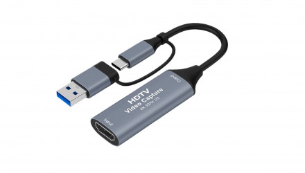 Карта Відеозахоплення RMC Зовнішня HDMI 1.4 - USB3.0 + USB Type-C Grey 0.25m - Retromagaz, image 3