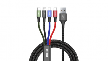Кабель Baseus Fast 4-in-1 3.5A USB 2.0 - Lightning + Micro-USB + USB Type-C 2шт Black 1.2m - Retromagaz, image 4