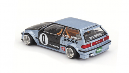 Машинка Premium Kaido House x MiNI GT Honda Civic (EF) Kaido Roulette V1 1:64 KHMG179 Blue - Retromagaz, image 2