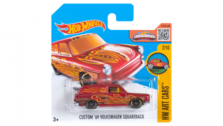 Машинка Базовая Hot Wheels Custom '69 Volkswagen Squareback Art Cars 1:64 DHX65 Red - Retromagaz, image 1