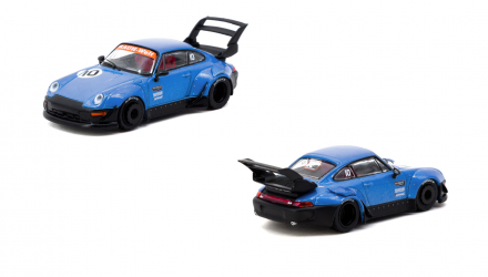 Машинка Premium Tarmac Works Porsche RWB 993 10th Anniversary Diecast Scale Model Car 1:64 T64-TL017-10TH Blue - Retromagaz, image 3