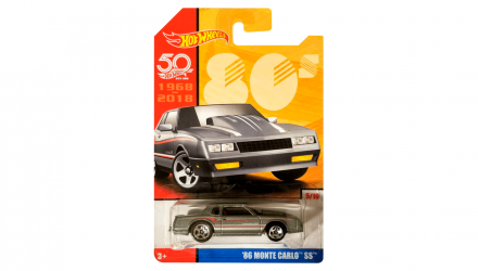 Тематическая Машинка Hot Wheels '86 Monte Carlo SS 50th Anniversary Throwback FRF47 Silver Новый - Retromagaz, image 1