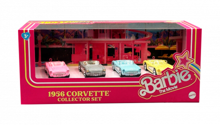 Машинка Premium Hot Wheels 4шт 1956 Corvette Barbie The Movie Diorama 1:64 HRL24 Pink - Retromagaz, image 1