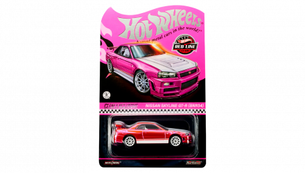 Машинка Premium Hot Wheels Nissan Skyline GT-R (BNR34) Red Line Club RLC 1:64 HNL06 Pink - Retromagaz, image 1