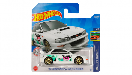 Машинка Базова Hot Wheels '98 Subaru Impreza 22B-STi Version Treasure Hunts Rally Champs 1:64 HCY04 White - Retromagaz, image 1