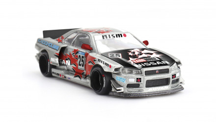 Машинка Premium Kaido House x MiNI GT Nissan Skyline GT-R (R34) Kaido Star Racing V1 1:64 KHMG197 Silver - Retromagaz, image 1