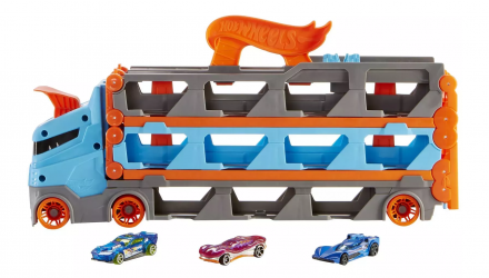 Трек Hot Wheels Грузовик-Транспортер Супергонки 2 в 1 City GVG37 HGH33 Blue Новый - Retromagaz, image 5