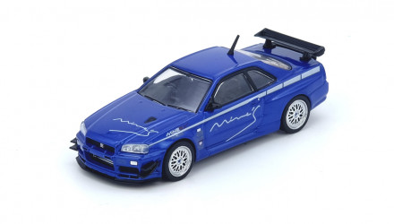 Машинка Premium INNO64 Nissan GT-R R34 V-Spec Tuned By “MINE’S” 1:64 N64-R34VS-MINES-BLUE Silver - Retromagaz, image 1