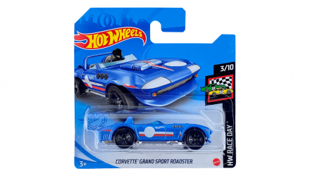Машинка Базова Hot Wheels Corvette Grand Sport Roadster Race Day GRX92 Blue Новий - Retromagaz, image 1