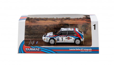 Машинка Premium Tarmac Works Lancia Delta HF Integrale Safari Rally 1992 #1 1:64 T64-049-92SAF01 White - Retromagaz, image 1
