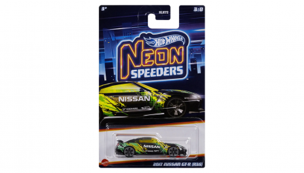 Тематическая Машинка Hot Wheels 2017 Nissan GT-R (R35) Neon Speeders 1:64 HLH72/HLH75 Black - Retromagaz, image 1