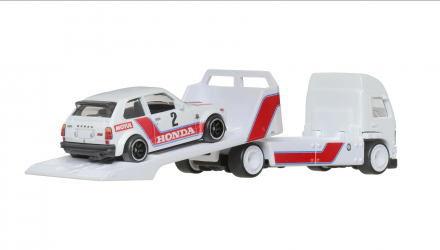 Машинка Premium 2шт Hot Wheels '73 Honda Civic Custom та Aero Lift Team Transport 1:64 JBM36 White - Retromagaz, image 3