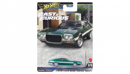 Машинка Premium Hot Wheels 1972 Ford Gran Torino Sport Fast & Furious 1:64 HYP72 Green - Retromagaz, image 1