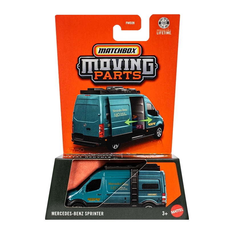 Тематическая Машинка Matchbox Mercedes-Benz Sprinter Moving Parts 1:64 JRM98 Blue - Retromagaz