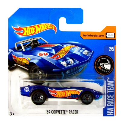 Машинка Базова Hot Wheels '69 Corvette Racer Race Team 1:64 DTY66 Blue - Retromagaz