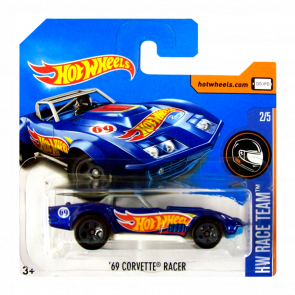 Машинка Базовая Hot Wheels '69 Corvette Racer Race Team 1:64 DTY66 Blue