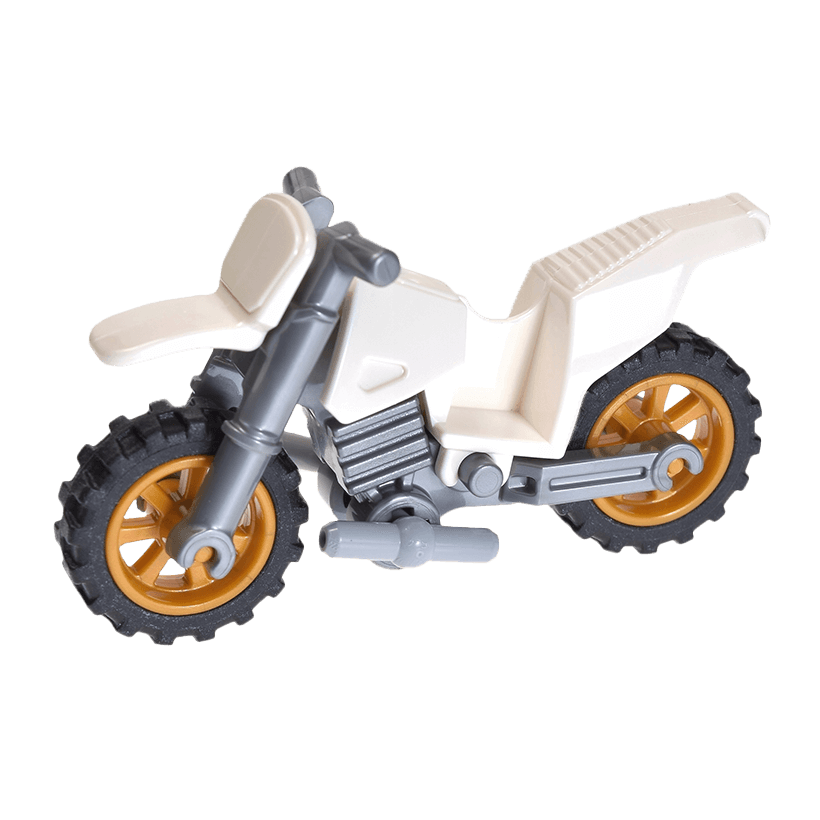 Транспорт Lego Мотоцикл Dirt Bike Flat Silver Chassis Pearl Gold Wheels 50860c04 White Б/У - Retromagaz