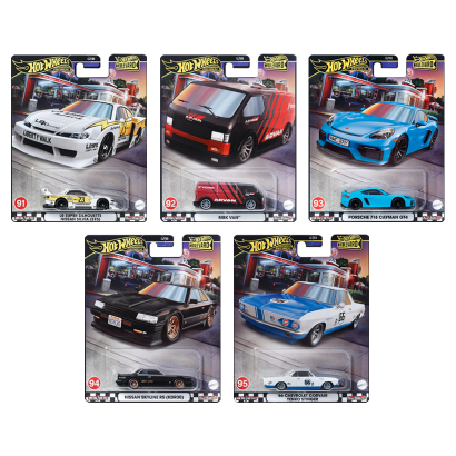 Набір Машинка Premium Hot Wheels LB Super Silhouette Nissan Silvia (S15) Boulevard 1:64 HRT64 White  + MBK Van Advan Black + Porsche 718 Cayman GT4 Blue + Nissan Skyline RS (KDR30) Black + '66 Chevrolet Corvair Yenko Stinger - Retromagaz