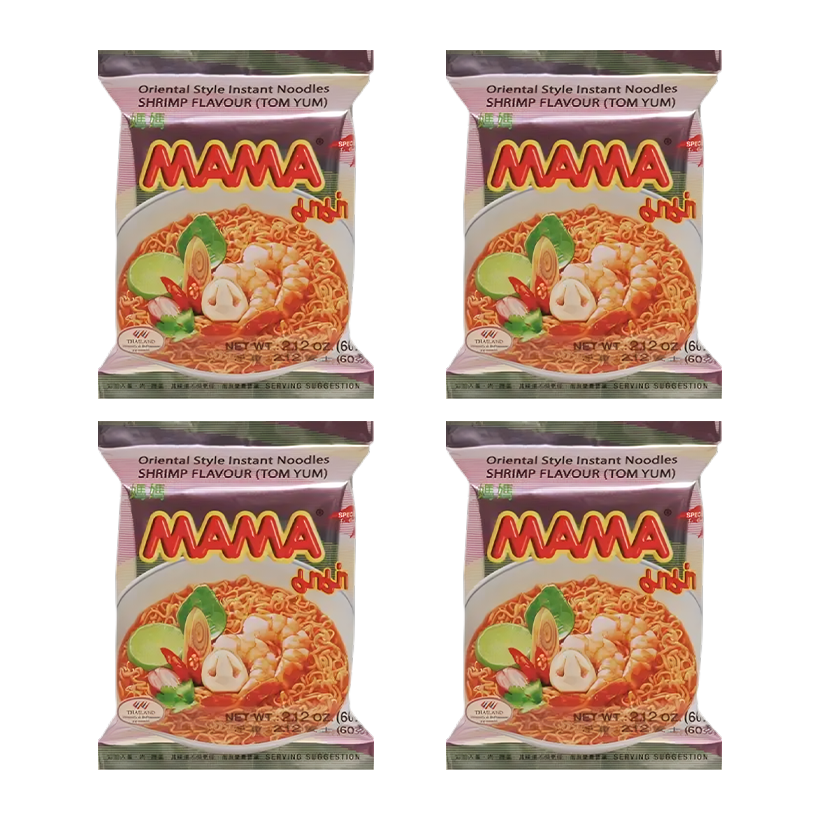 Набор Лапша 4шт Mama Том Ям Оригінальна Острая 60g - Retromagaz