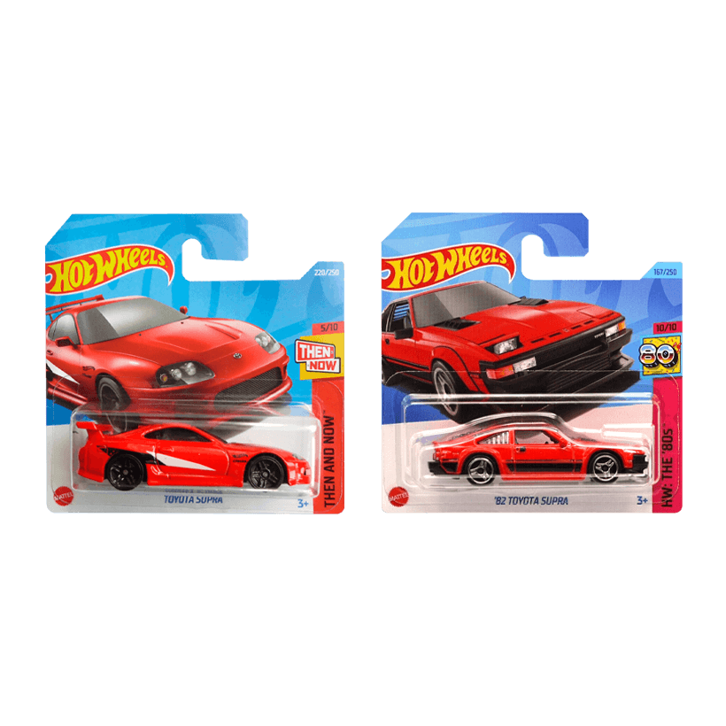 Набор Машинка Базовая Hot Wheels Toyota Supra Then and Now 1:64 HCV16 Red  + '82 Supra - Retromagaz