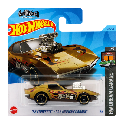 Машинка Базовая Hot Wheels '68 Corvette - Gas Monkey Garage Dream Garage 1:64 HKH23 Gold - Retromagaz