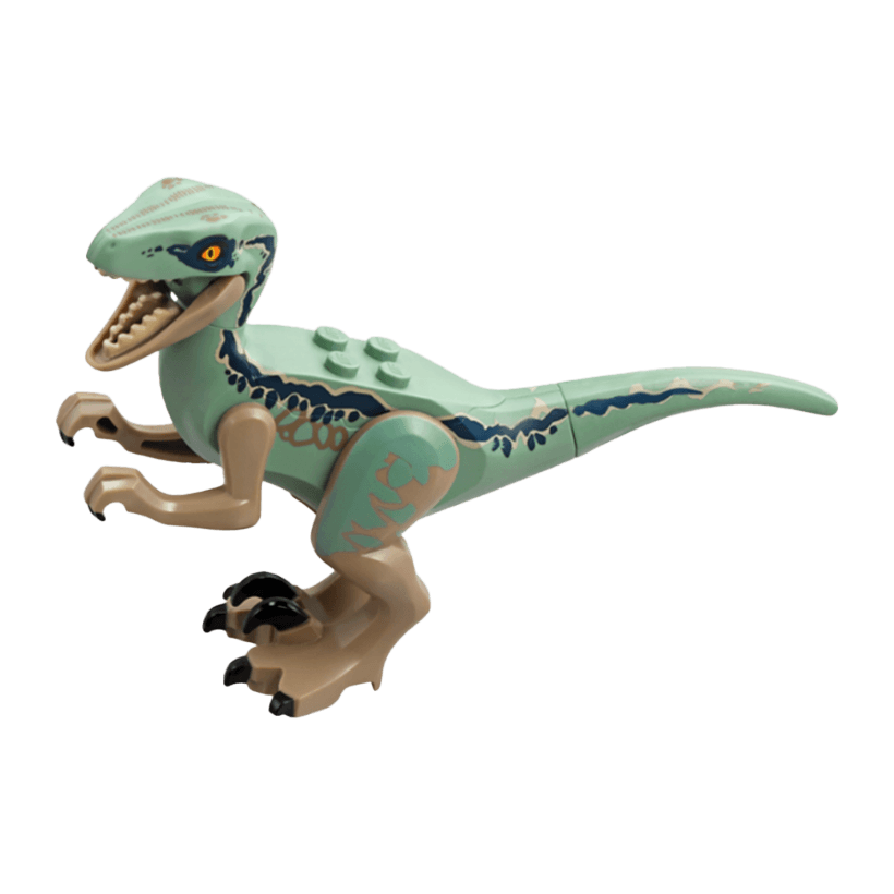 Фігурка Lego Динозавр Dinosaur Raptor Velociraptor with Sand Green Back Animals raptor09 Dark Tan Б/У - Retromagaz