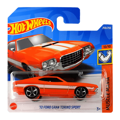 Машинка Базовая Hot Wheels '72 Ford Gran Torino Sport Muscle Mania 1:64 HCW29 Orange - Retromagaz