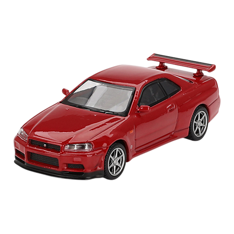 Машинка Premium MINI GT Skyline GT-R (R34) V-Spec 1:64 MGT00796-CH Red - Retromagaz
