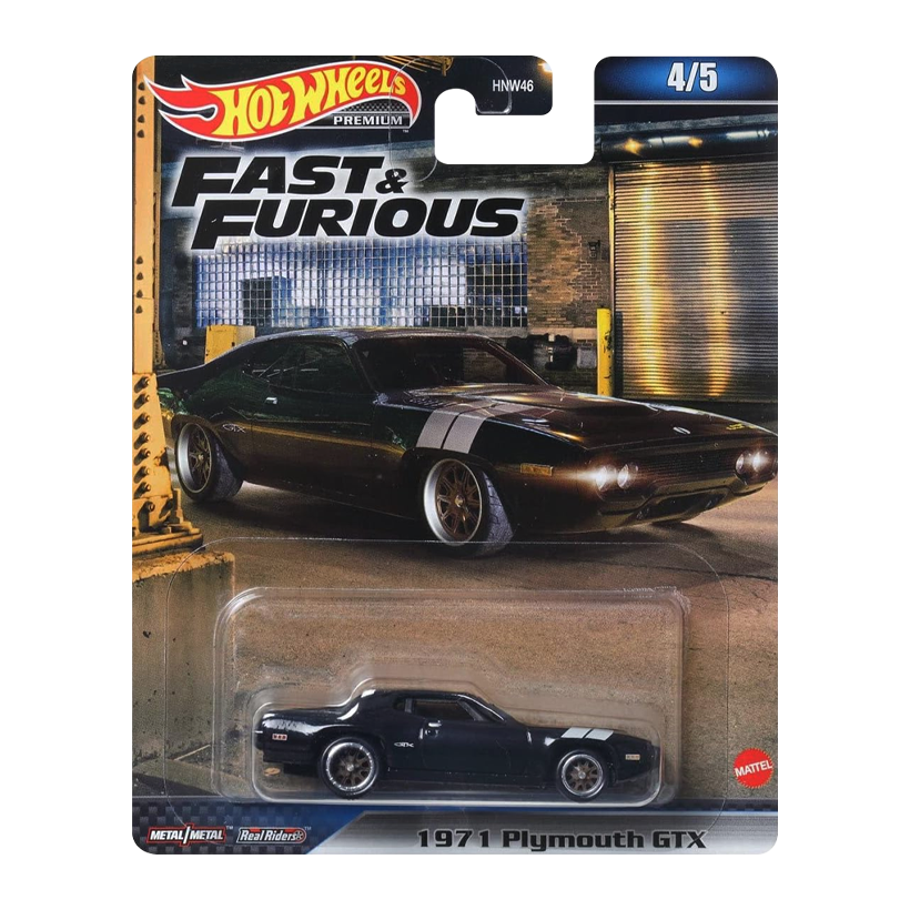 Машинка Premium Hot Wheels 1971 Plymouth GTX Fast & Furious 1:64 HNW46/HNW55 Black - Retromagaz