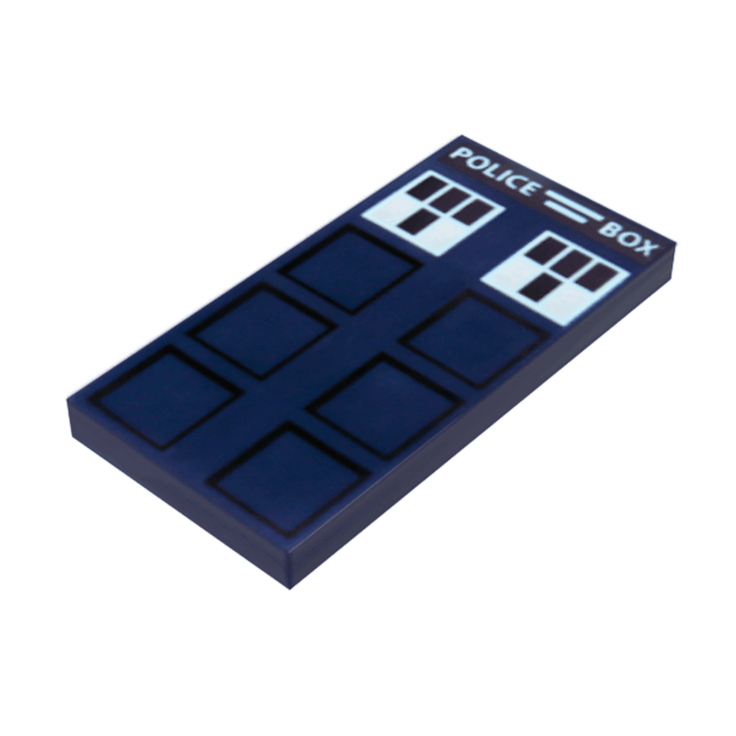 Плитка Lego Декоративная White 'POLICE BOX' Black Squares and White Windows Pattern 2 x 4 87079pb0252 6125994 Dark Blue Б/У - Retromagaz