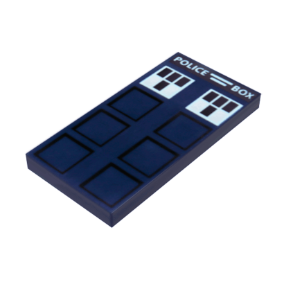Плитка Lego Декоративная White 'POLICE BOX' Black Squares and White Windows Pattern 2 x 4 87079pb0252 6125994 Dark Blue Б/У - Retromagaz