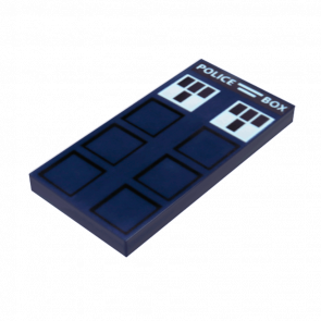 Плитка Lego Декоративная White 'POLICE BOX' Black Squares and White Windows Pattern 2 x 4 87079pb0252 6125994 Dark Blue Б/У