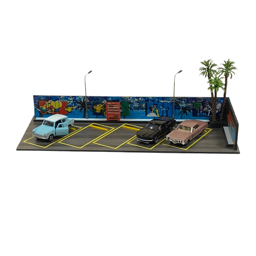 Диорама G-Fans Beach Parking Пляжная Парковка с Граффити и Подсветкой 1:64 Blue - Retromagaz
