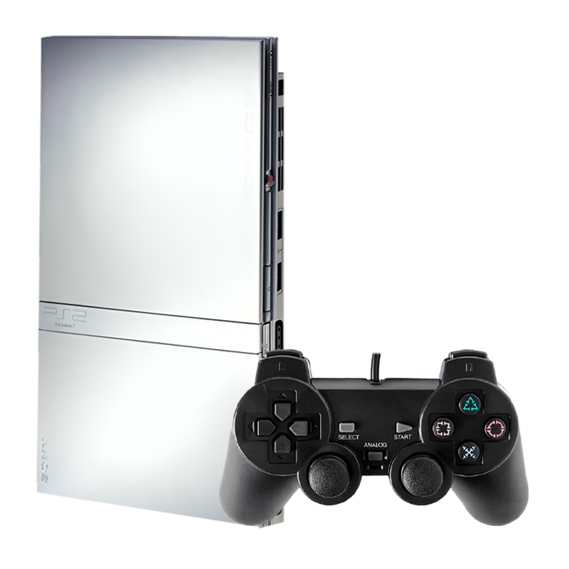 Набор Консоль Sony PlayStation 2 Slim SCPH-7xxx Limited Edition Europe Silver Б/У  + Геймпад Проводной RMC Black Новый - Retromagaz