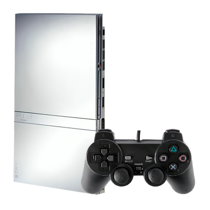 Набор Консоль Sony PlayStation 2 Slim SCPH-7xxx Limited Edition Europe Silver Б/У  + Геймпад Проводной RMC Black Новый - Retromagaz