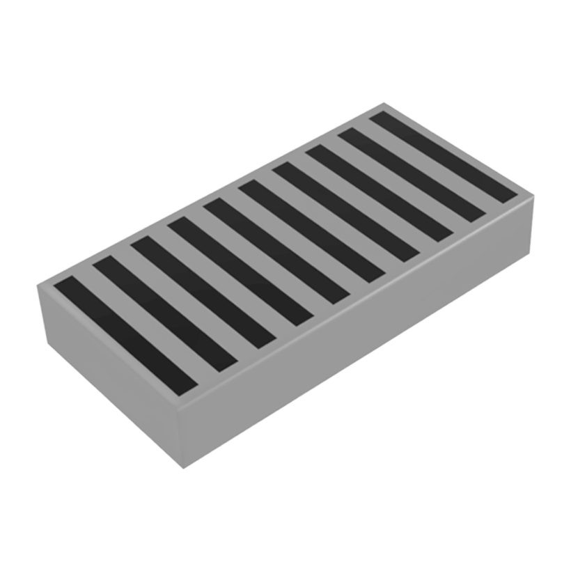 Плитка 2шт Lego Декоративна with Groove with Black Grille Pattern 10 Bars 1 x 2 3069bpb0660 6242566 Metallic Silver Б/У - Retromagaz