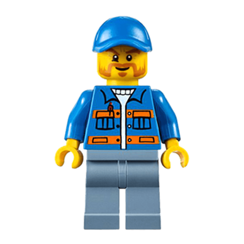 Фигурка Lego Construction 973pb0551 Blue Jacket with Pockets and Orange Stripes City cty0610 1 Б/У - Retromagaz