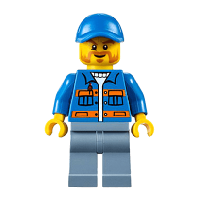 Фігурка Lego 973pb0551 Blue Jacket with Pockets and Orange Stripes City Construction cty0610 1 Б/У - Retromagaz