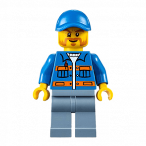 Фігурка Lego 973pb0551 Blue Jacket with Pockets and Orange Stripes City Construction cty0610 1 Б/У - Retromagaz