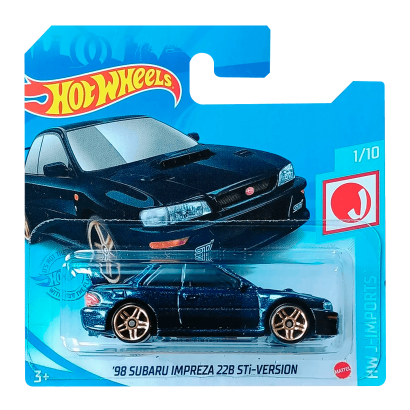 Машинка Базовая Hot Wheels '98 Subaru Impreza 22B STi-Version J-Imports 1:64 GTB01 Dark Blue - Retromagaz