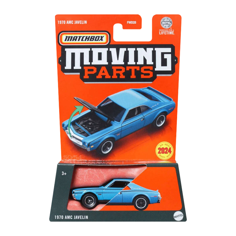 Тематическая Машинка Matchbox 1970 AMC Javelin Moving Parts 1:64 FWD28/HVM76 Blue - Retromagaz