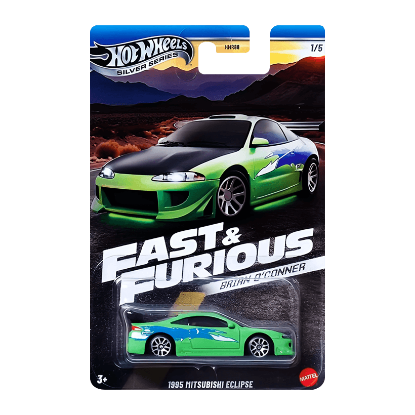 Тематична Машинка Hot Wheels Mitsubishi 1995 Mitsubishi Eclipse Brian O'Conner Fast & Furious 1:64 JBY29 Green - Retromagaz