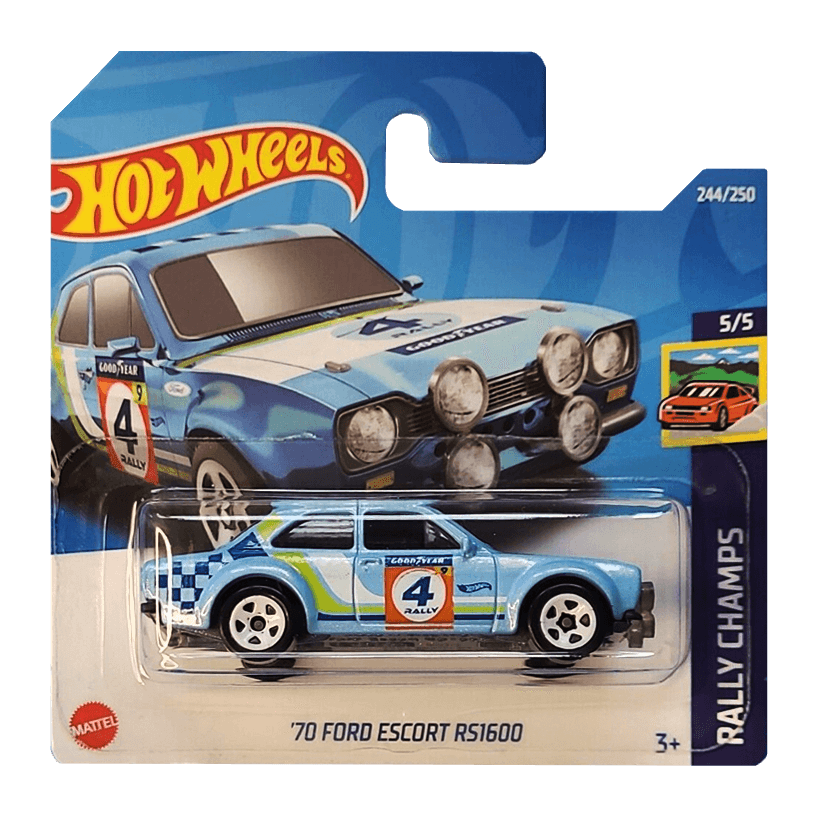 Машинка Базова Hot Wheels '70 Ford Escort RS1600 Rally Champs 1:64 HCV30 Light Blue - Retromagaz