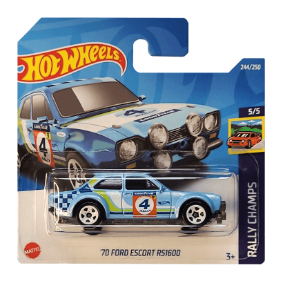 Машинка Базова Hot Wheels '70 Ford Escort RS1600 Rally Champs 1:64 HCV30 Light Blue - Retromagaz